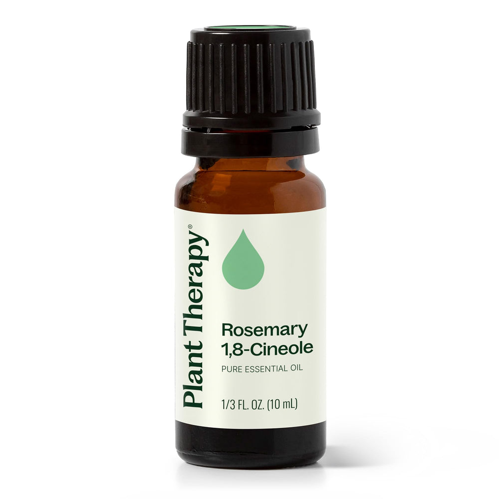 Plant Therapy rosemary oil bottle for hair care and scalp nourishment.
