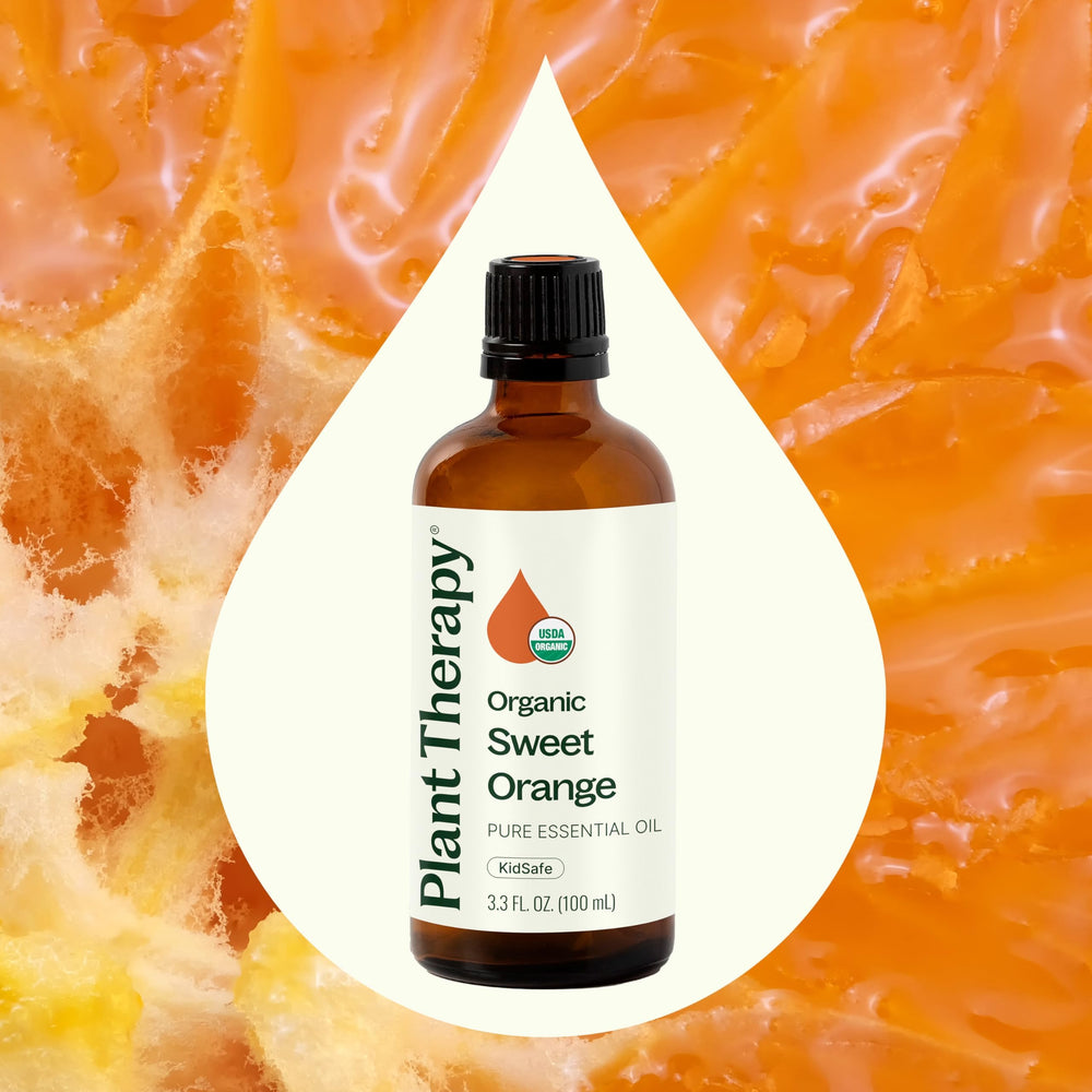Dropper releasing oil from Plant Therapy Sweet Orange Organic bottle for aromatic sessions
