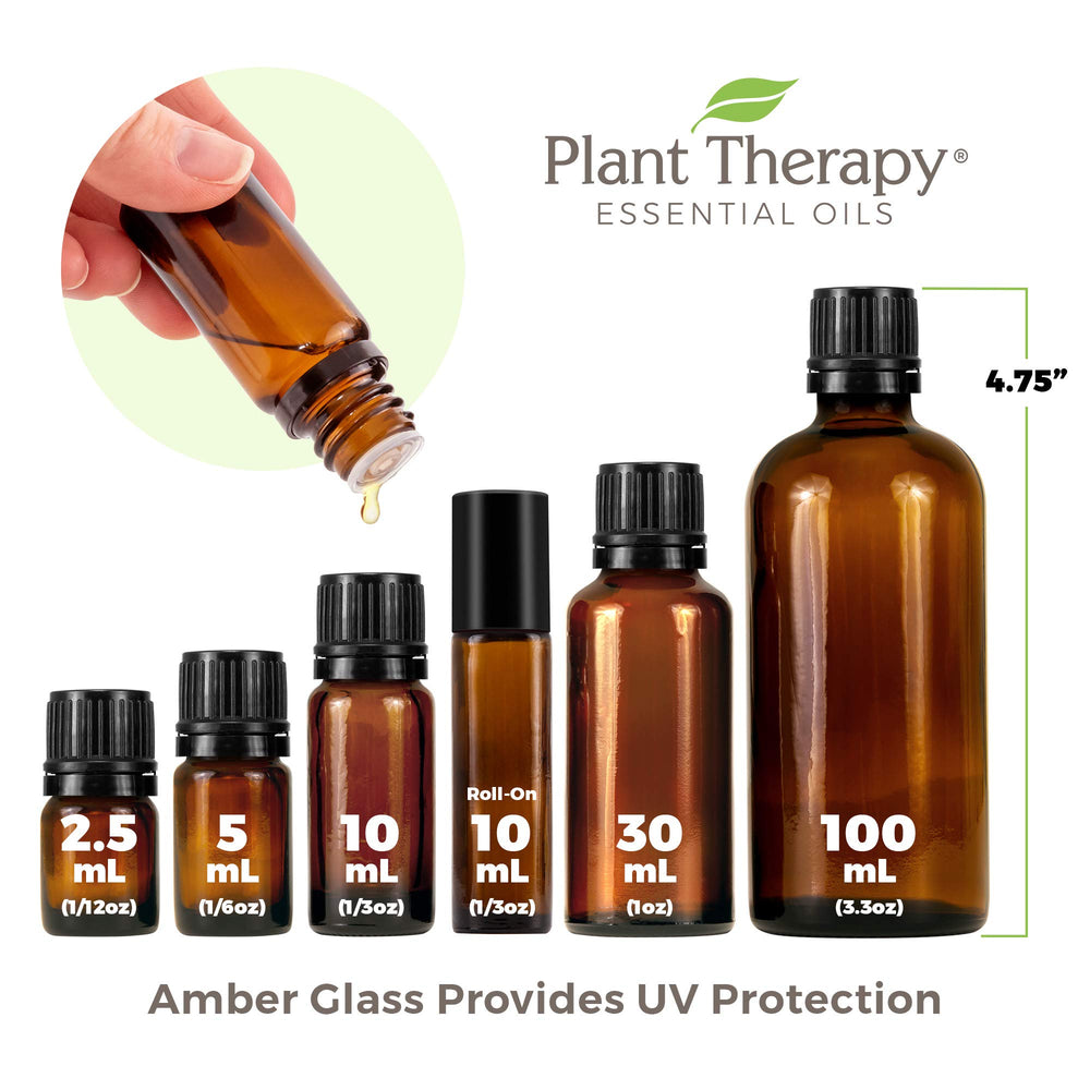Plant Therapy Vetiver oil amber bottle signaling purity and organic origin.