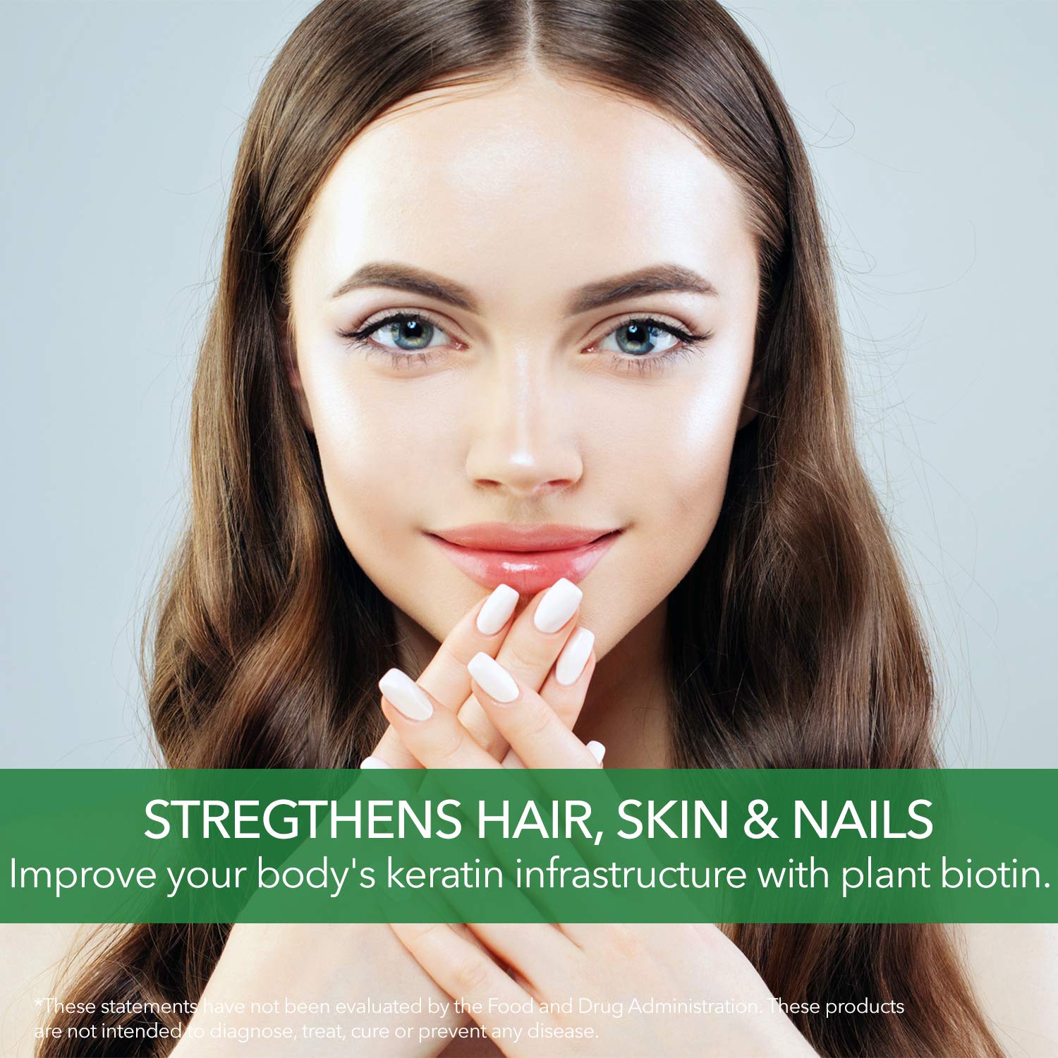 PlantFusion biotina cápsulas para uso diario del cabello y uñas.