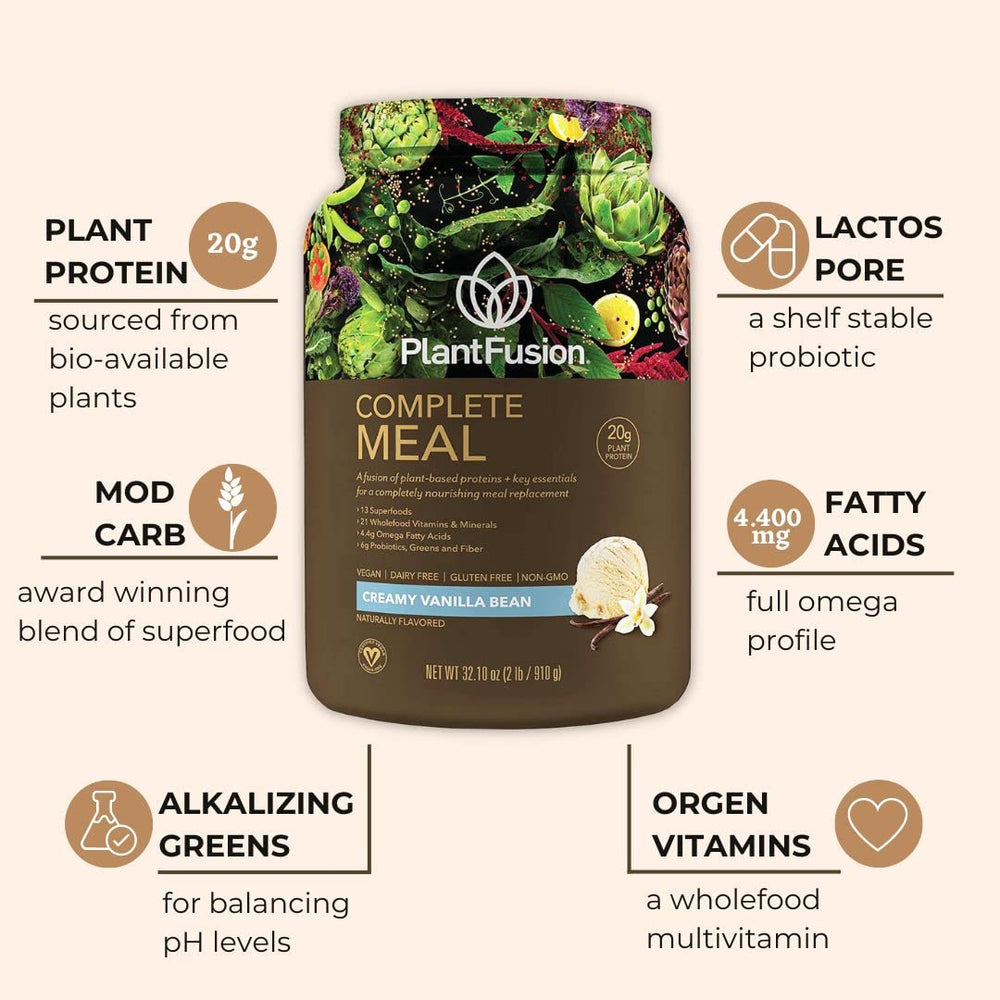 PlantFusion Complete Meal Shake vanilla glass mix for a creamy texture