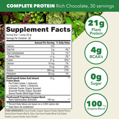 Scoop of PlantFusion Chocolate protein powder ready to serve