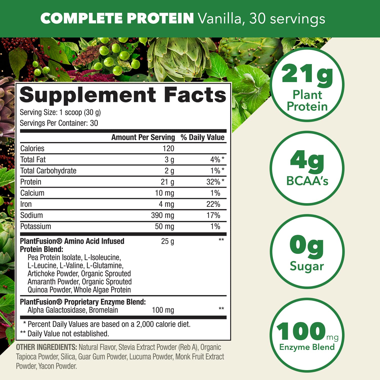 PlantFusion protein powder scoop highlighting convenient serving size for shakes.