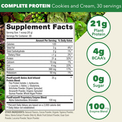 PlantFusion powder scoop beside jar, shows 21g protein per serving.