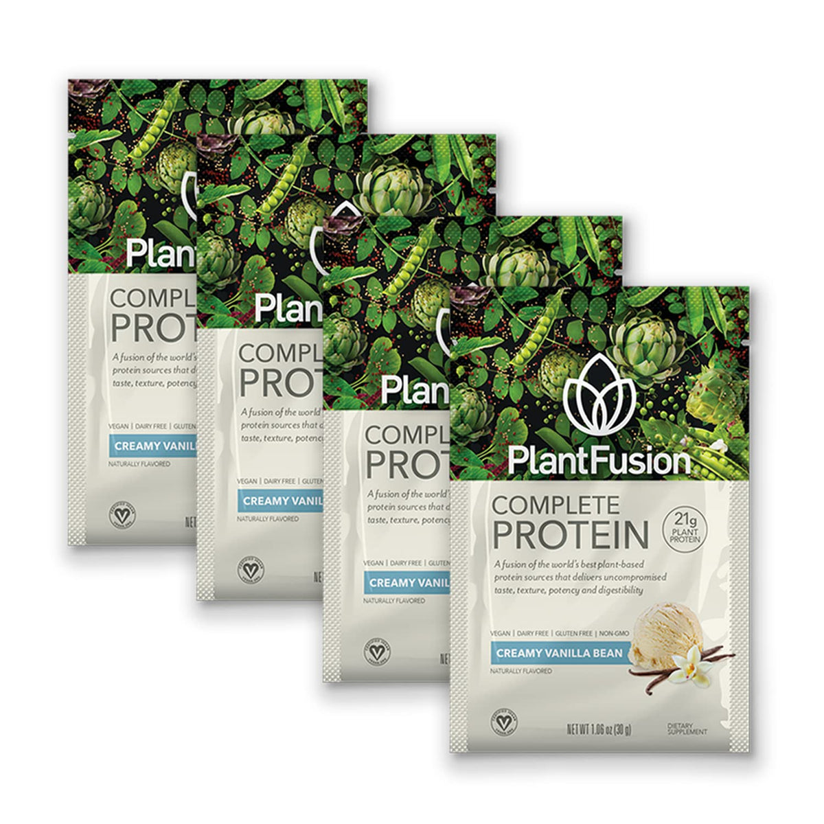 PlantFusion Complete Vegan Protein Sample Packets vanilla for quick, delicious shakes.