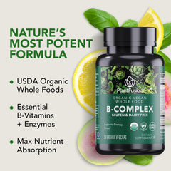 PlantFusion B-complex capsules close-up highlighting vegan, clean-label format