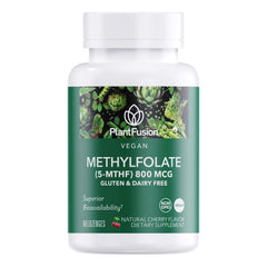 PlantFusion methylfolate lozenge dissolving under the tongue for rapid absorption.
