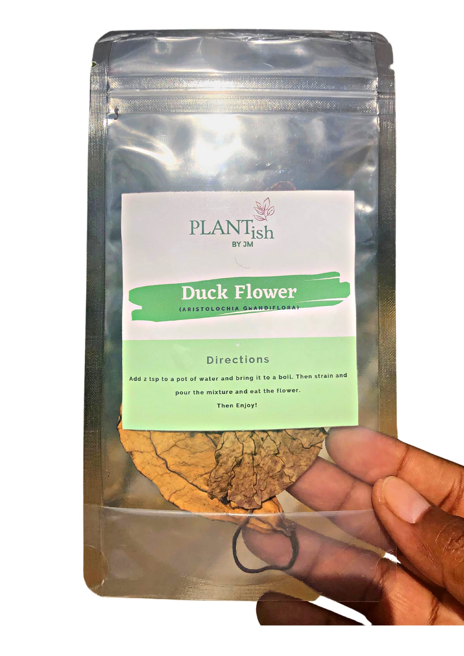 Product box label from Plantish by JM highlighting natural ingredients for a detox routine