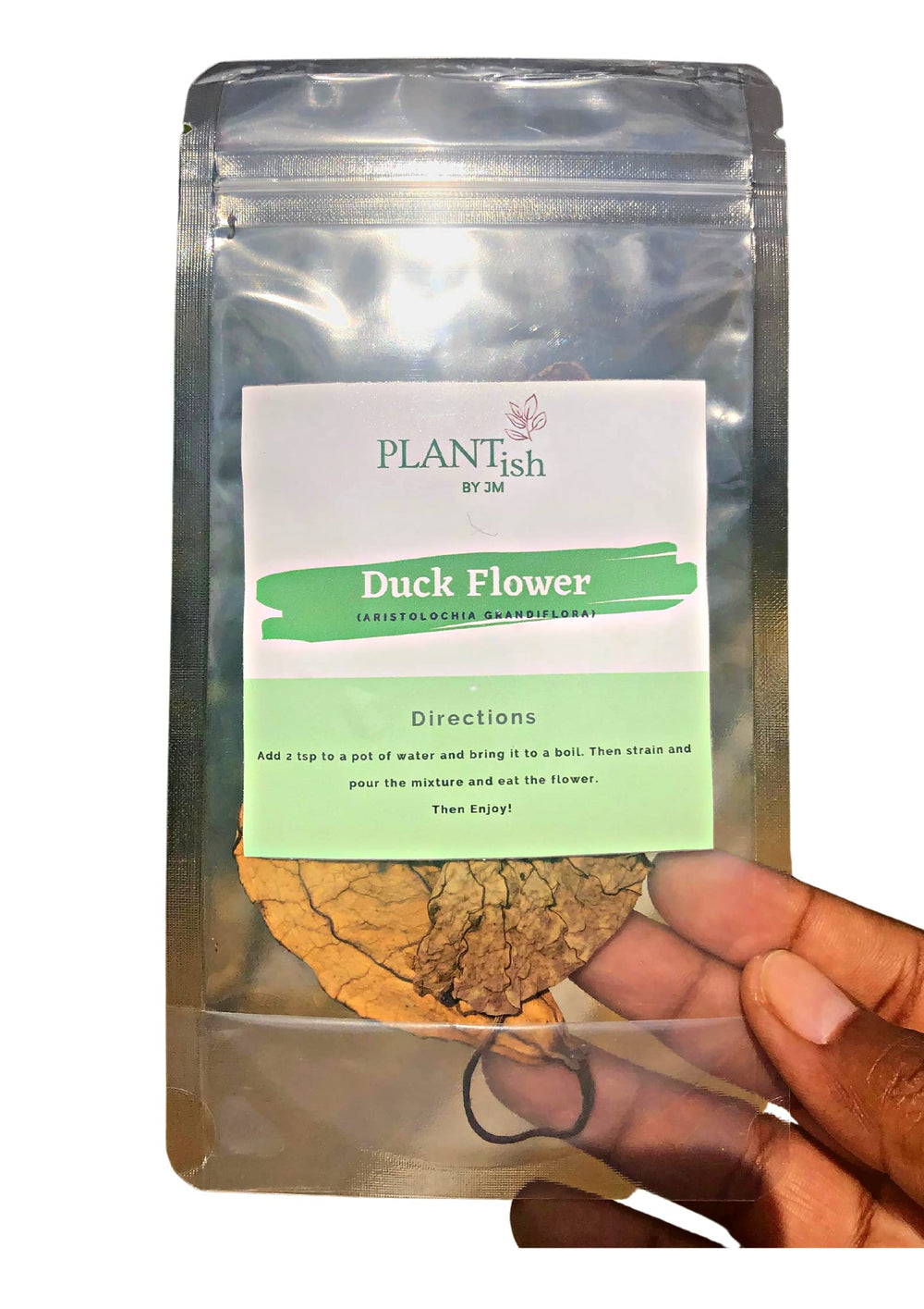 Product box label from Plantish by JM highlighting natural ingredients for a detox routine