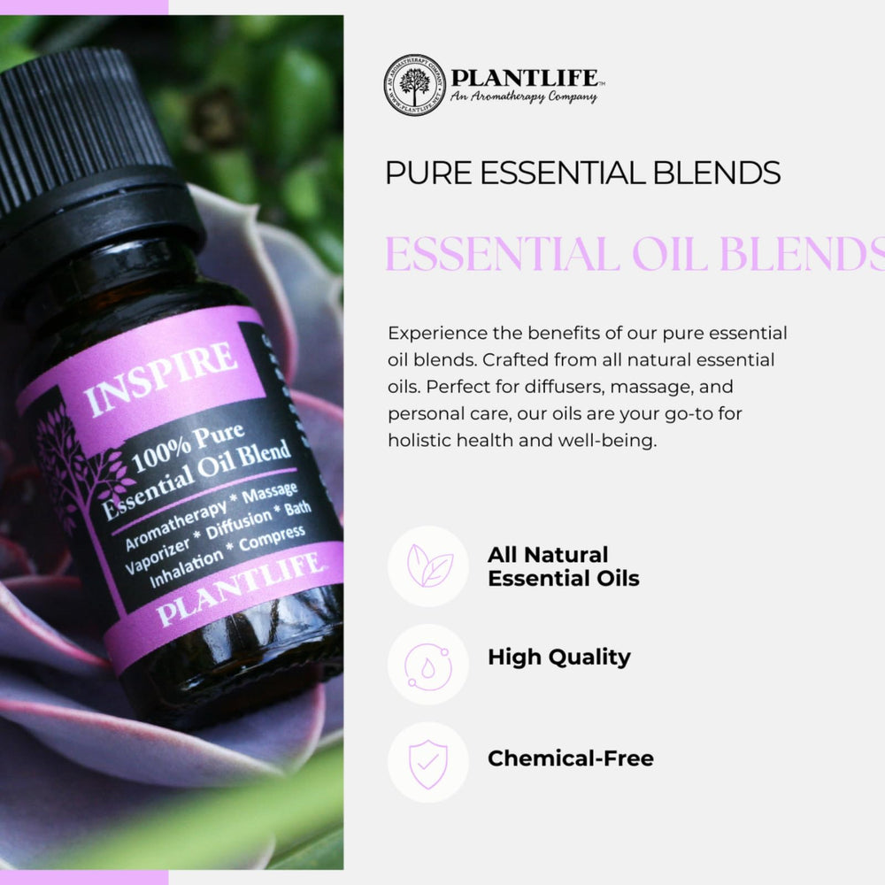 Plantlife Calm essential oil bottle beside diffuser for relaxing evenings.