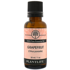 Plantlife Grapefruit aromatherapy oil bottle pour for a fresh, uplifting diffuser experience.
