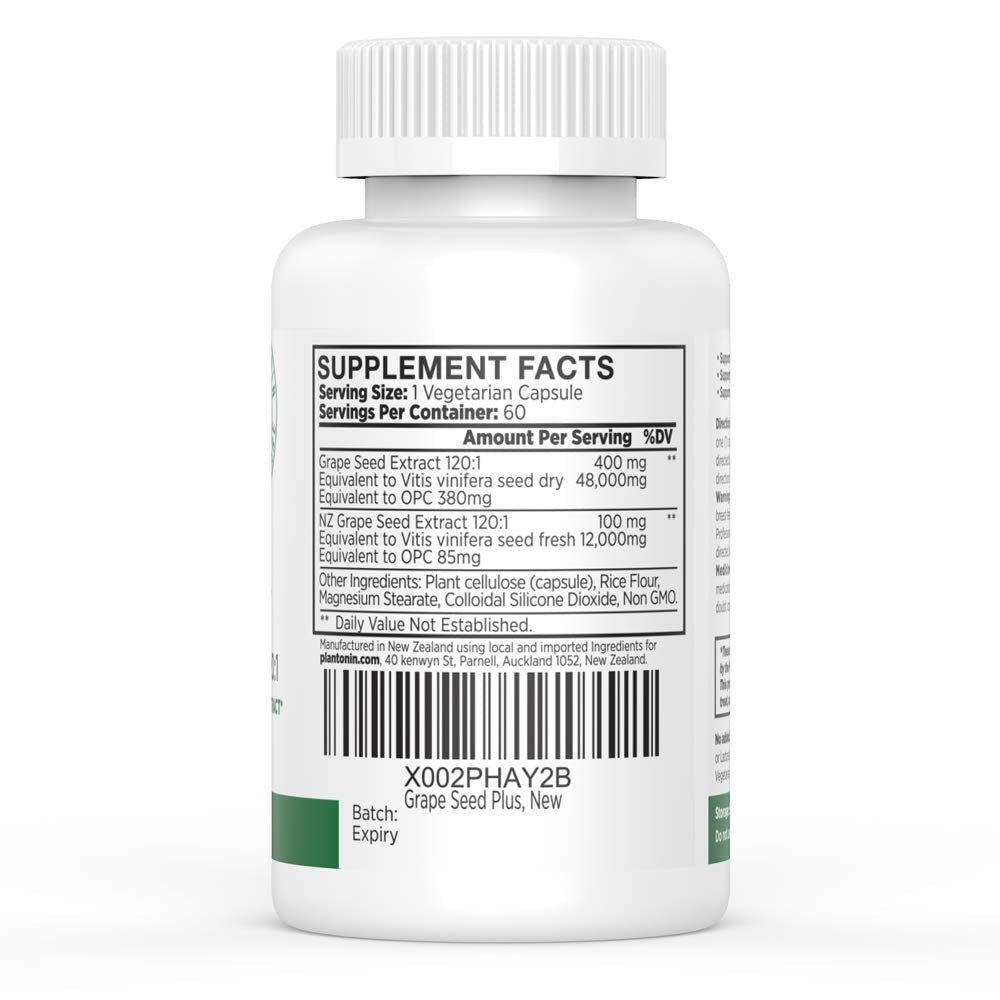 Illustration of 120:1 concentration in Plantonin Grape Seed Extract Plus.
