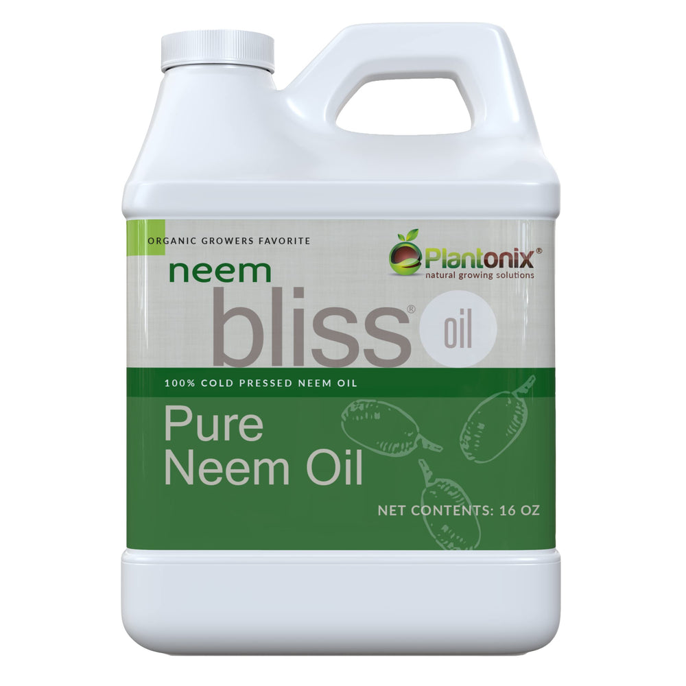 Plantonix Neem Bliss bottle close-up, pure neem oil for skin hydration.