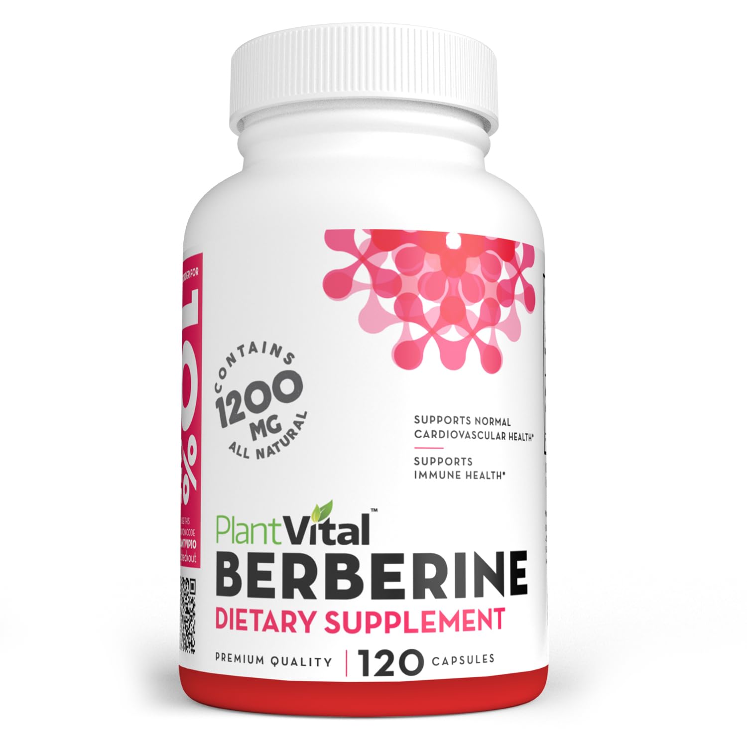 PlantVital Berberine 1200mg bottle on shelf suggesting daily wellness support.