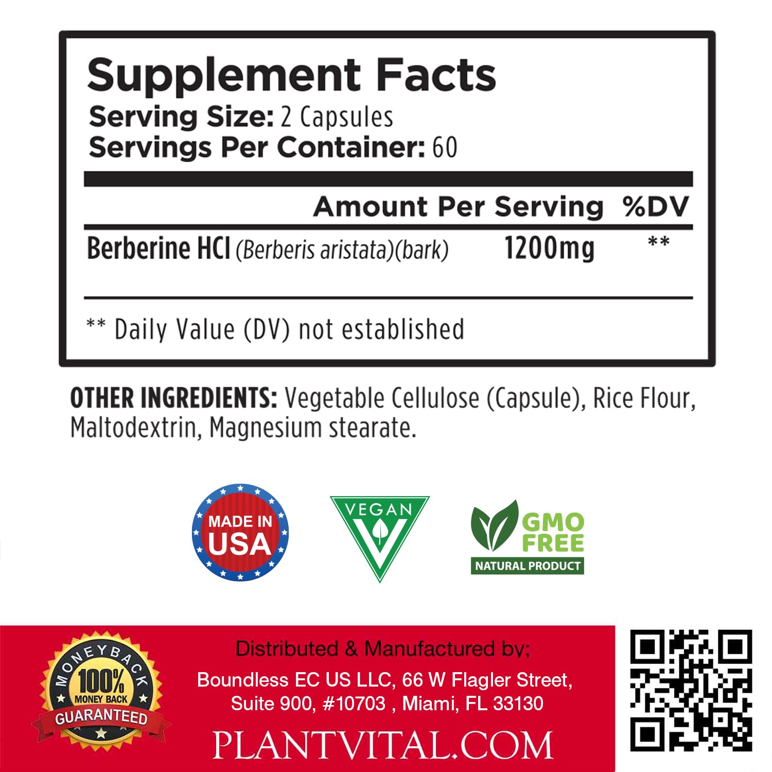 PlantVital Berberine 1200mg bottle with glass of water evokes easy daily routine.