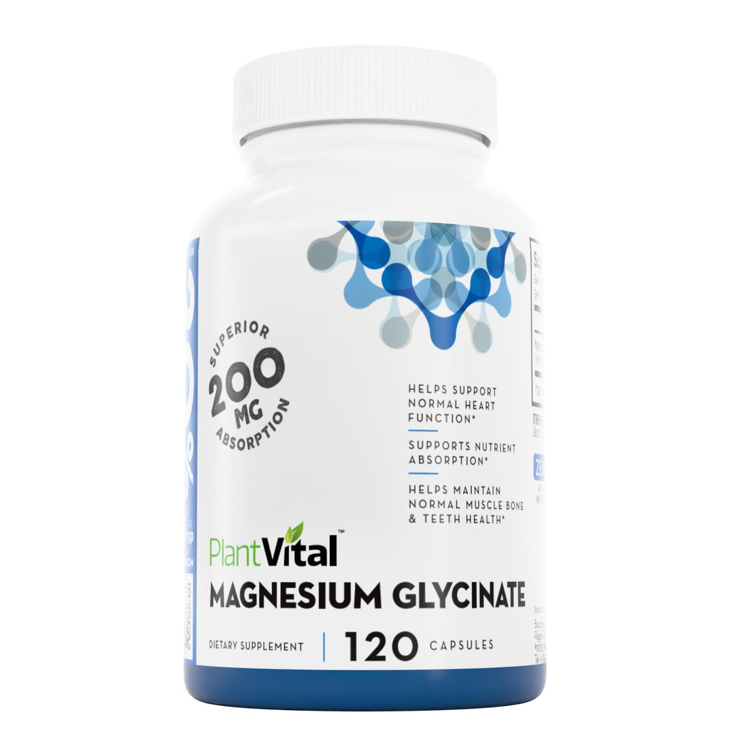 PlantVital Magnesium Glycinate bottle front signaling a calm daily routine