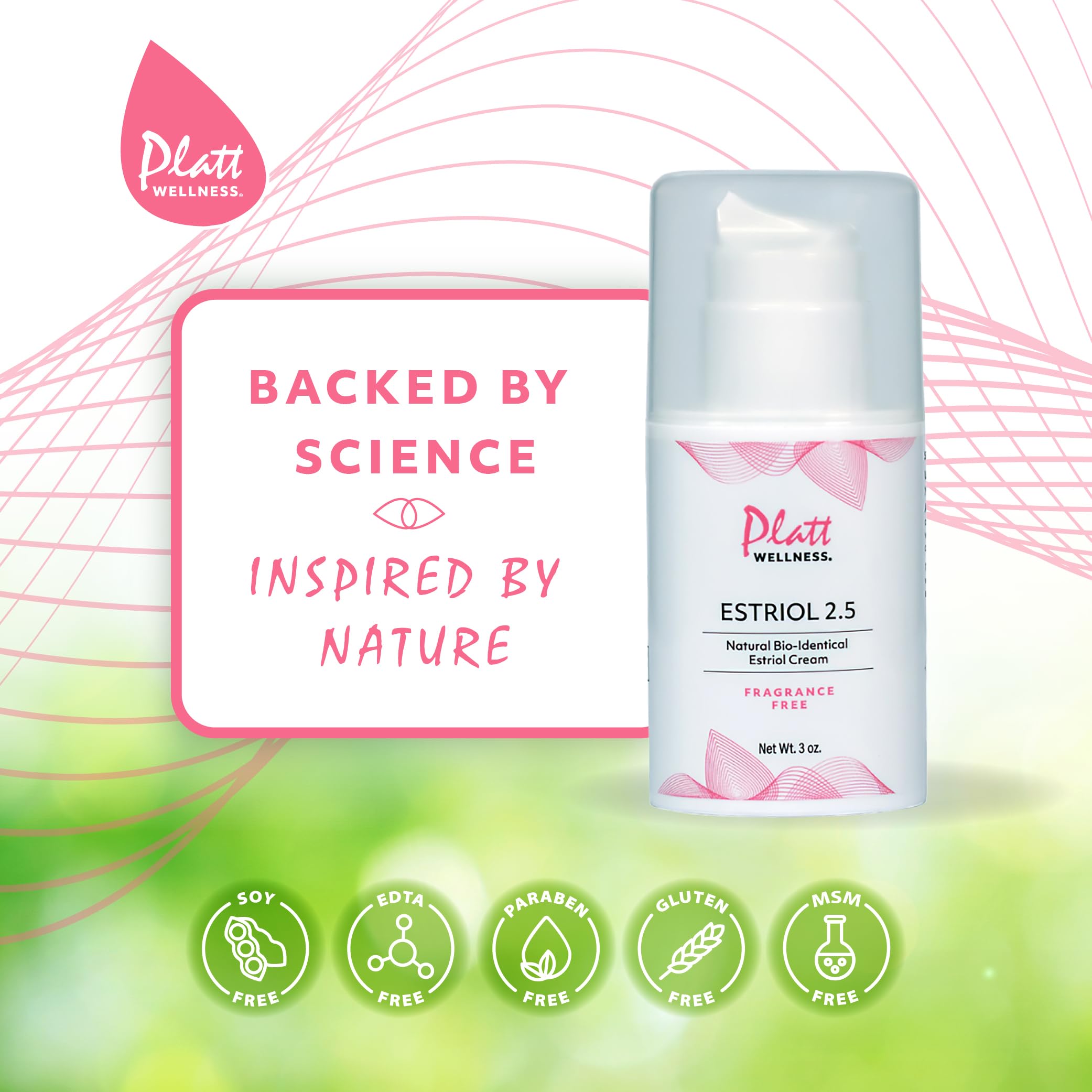 Ingredients label highlighting plant-derived bio-identical estriol.