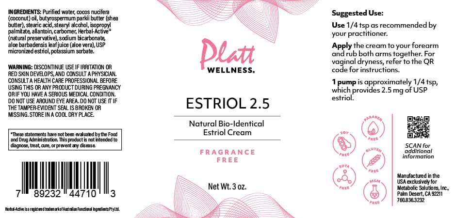 Packaging display of Platt Wellness Estriol Cream ready for daily skincare routine.