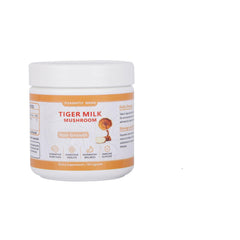 Close-up of Pleasantly Warm Tiger Milk Mushroom capsules highlighting cognitive focus support.