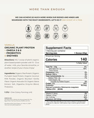 Plenti Vanilla protein shake glass demonstrates easy mixing for smoothies and oats.