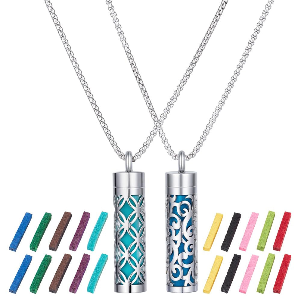 PLIGREAT diffuser necklace two-pack pendant worn for wearable aromatherapy on the go