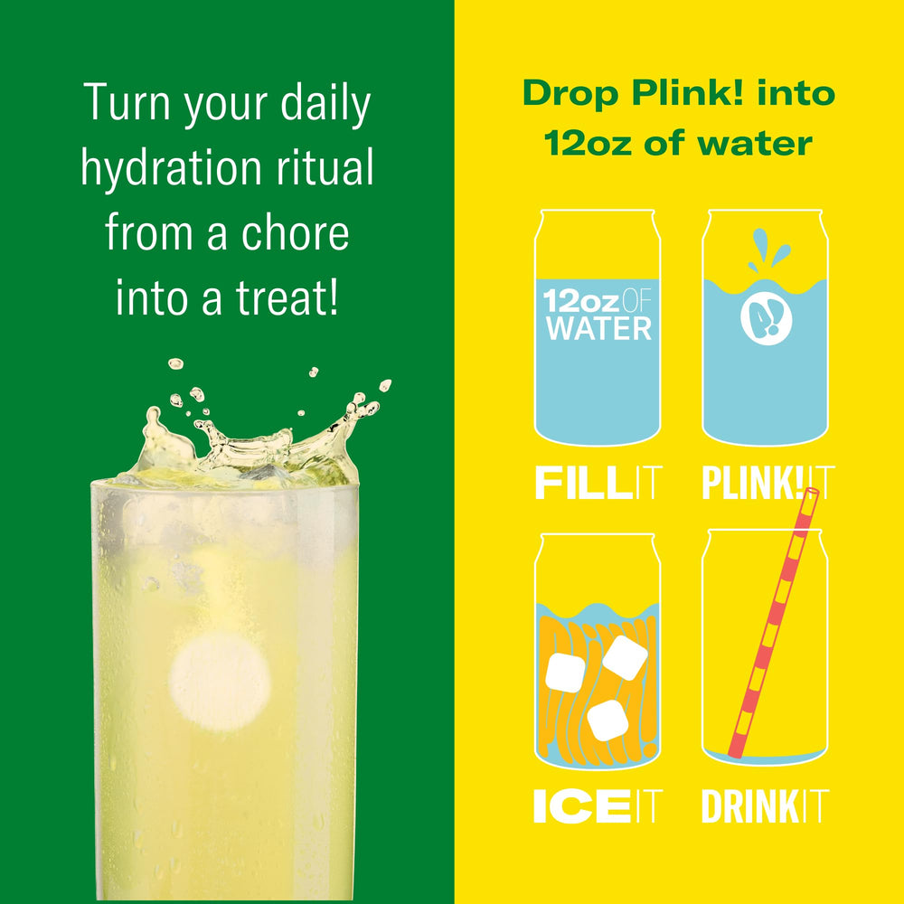 Plink label notes 1g sugar and low calories for mindful sipping.