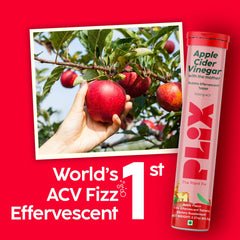 PLIX ACV tablets packaging highlighting vegan and non-GMO features.