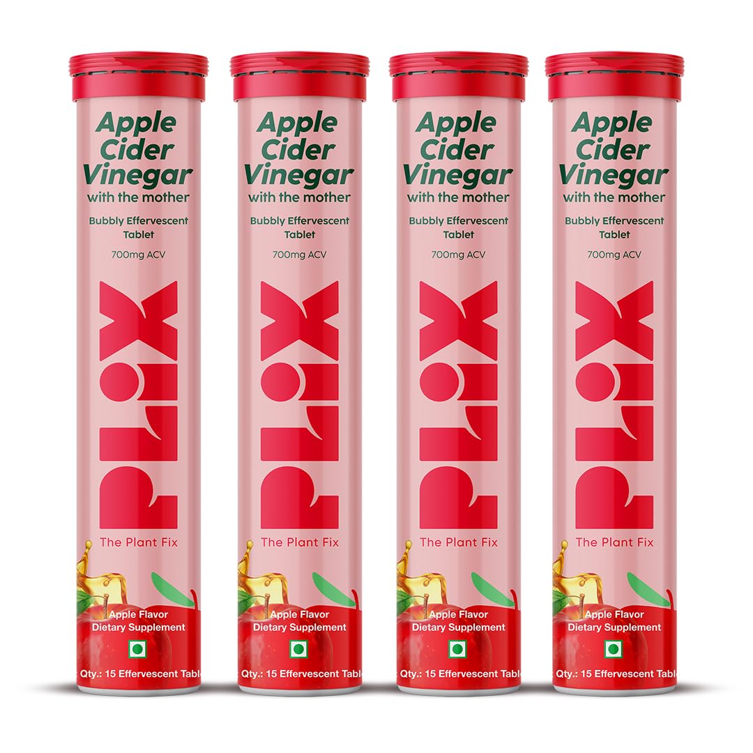 PLIX Apple Cider Vinegar tablets in bottle front view for convenient daily use