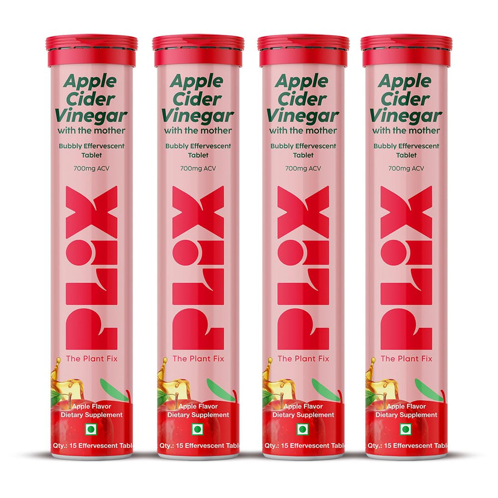 PLIX Apple Cider Vinegar tablets in bottle front view for convenient daily use