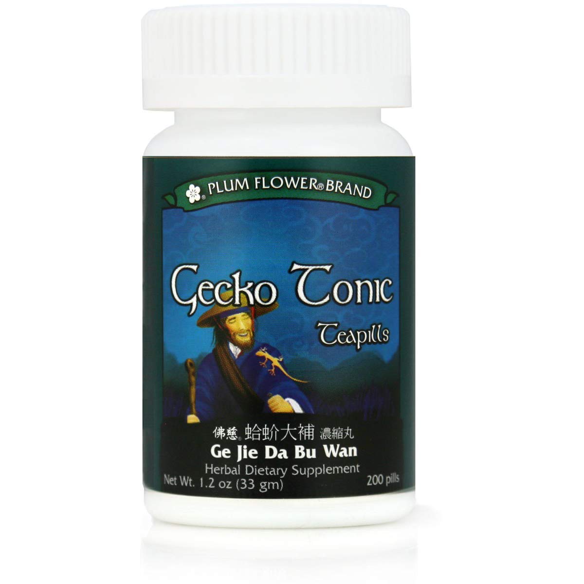 Plum Flower Gecko Tonic Teapills bottle, compact traditional herbal ritual for daily balance