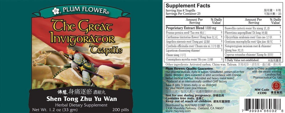 Plum Flower Great Invigorator Teapills packaging close-up highlighting traditional wellness formula