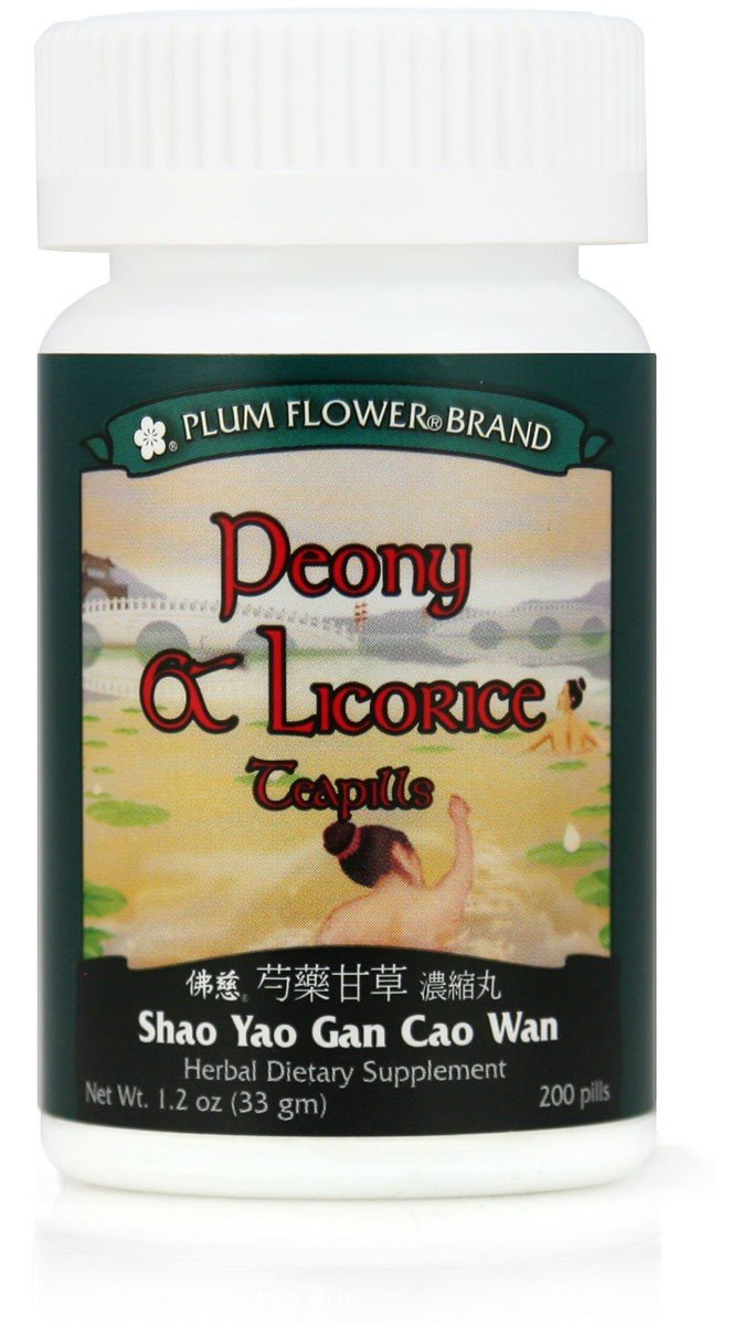Plum Flower Peony Licorice Teapills bottle for daily herbal balance