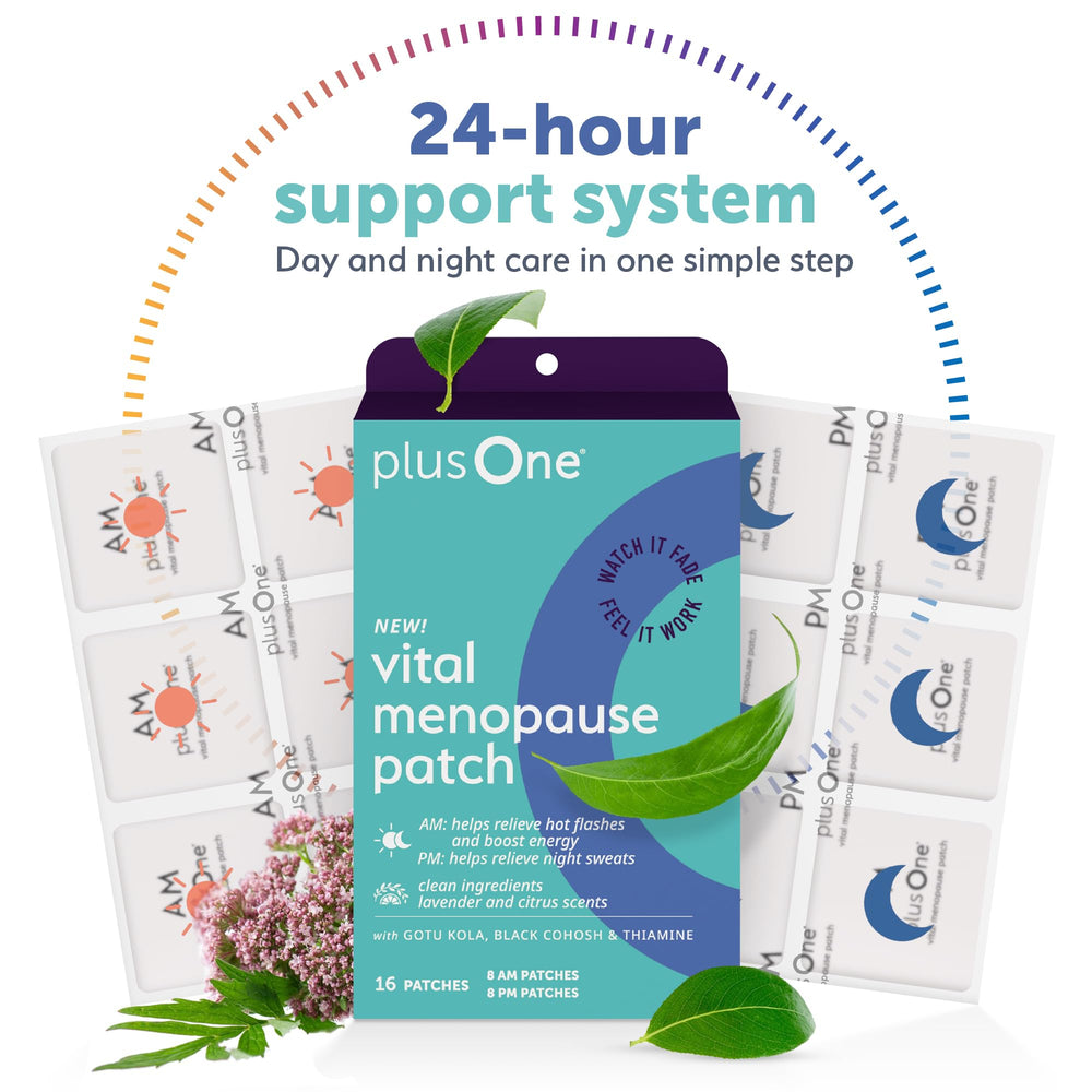 PlusOne Vital AM patch applied to arm for daytime use.
