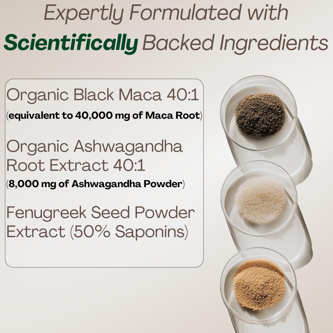 Plus+Ultra Ashwagandha-Fenugreek blend capsules illustrate adaptogen support for natural balance.