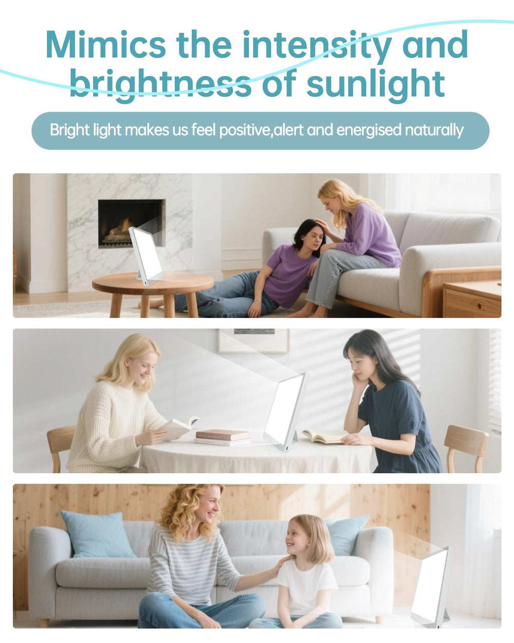 Plynvexa Light Therapy Lamp telescopic stand adjusts height for comfortable positioning.