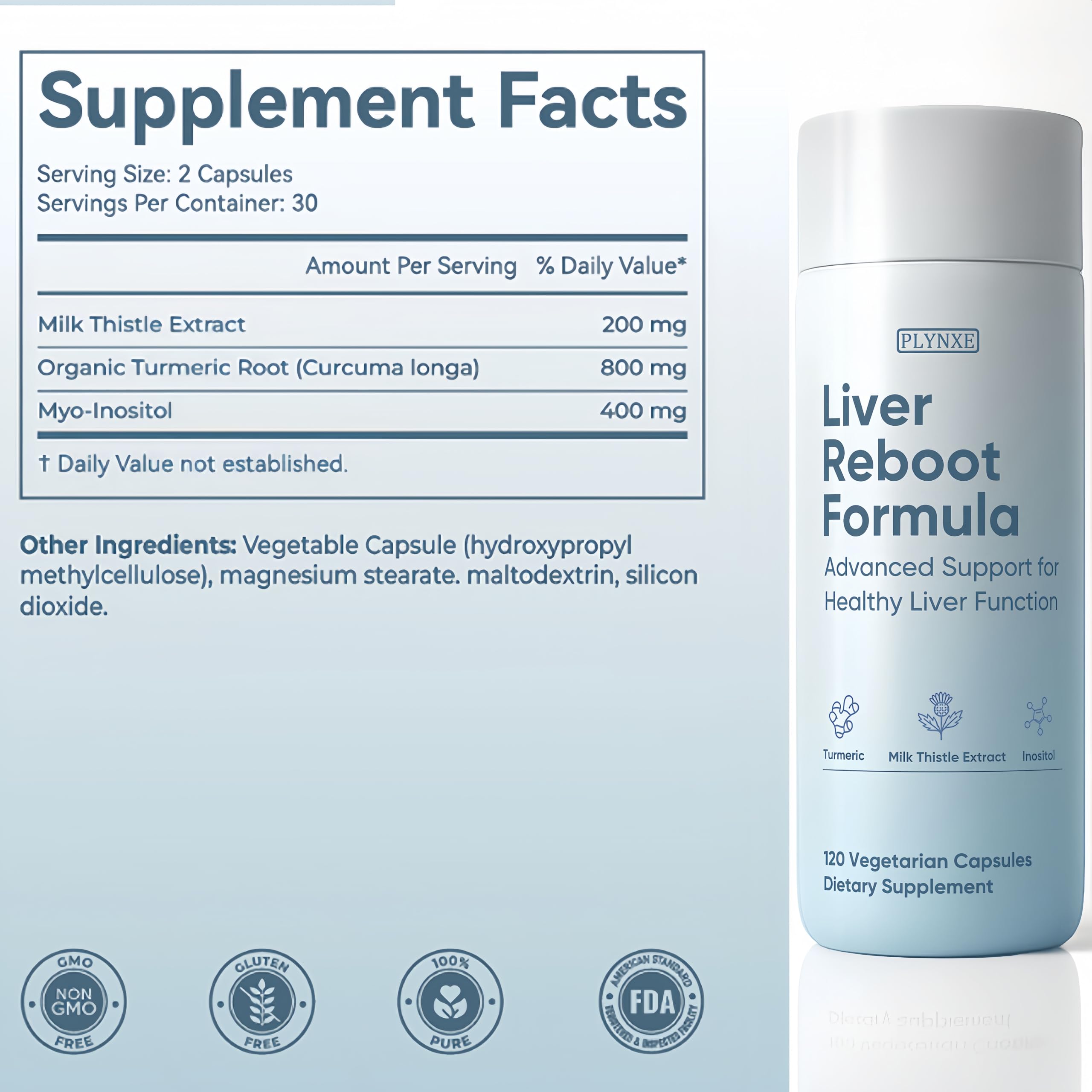 PLYNXE Liver Cleanse capsules closeup illustrating easy-to-swallow vegetarian capsules