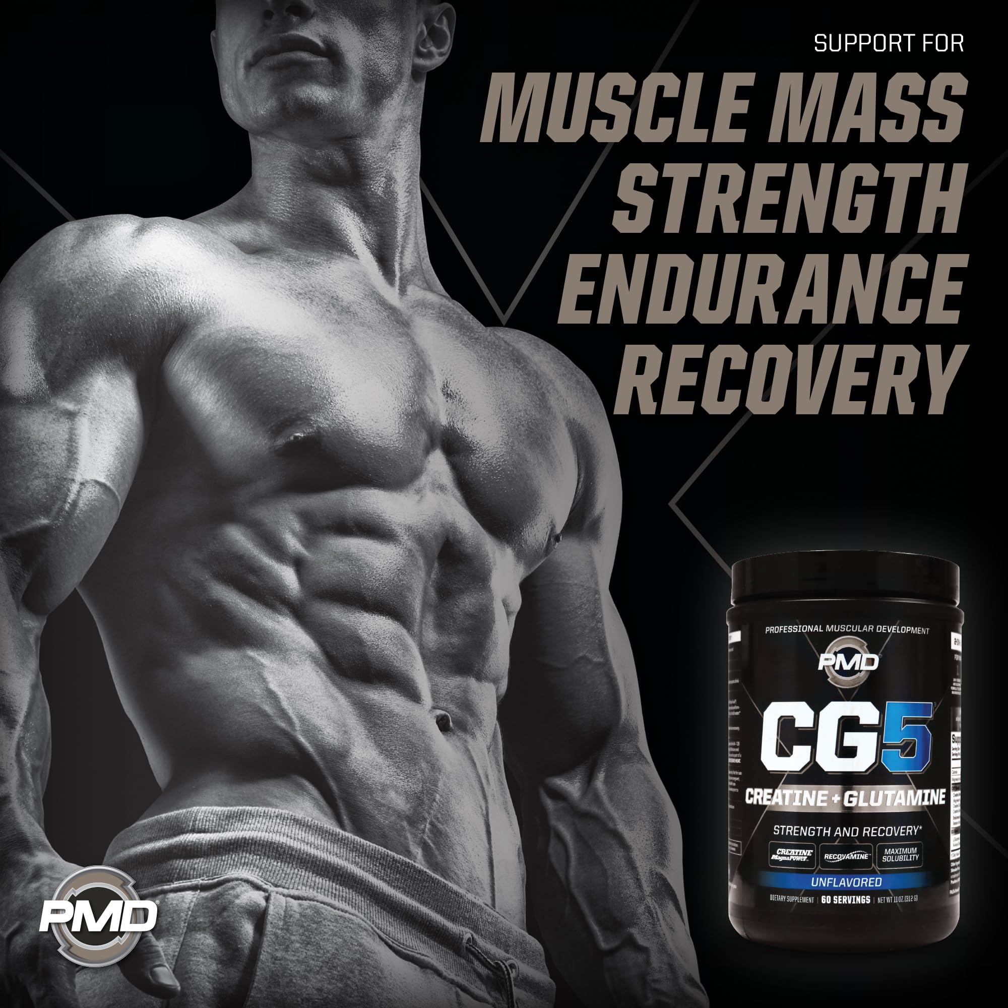 PMD CG5 betaine anhydrous visual highlighting endurance support.