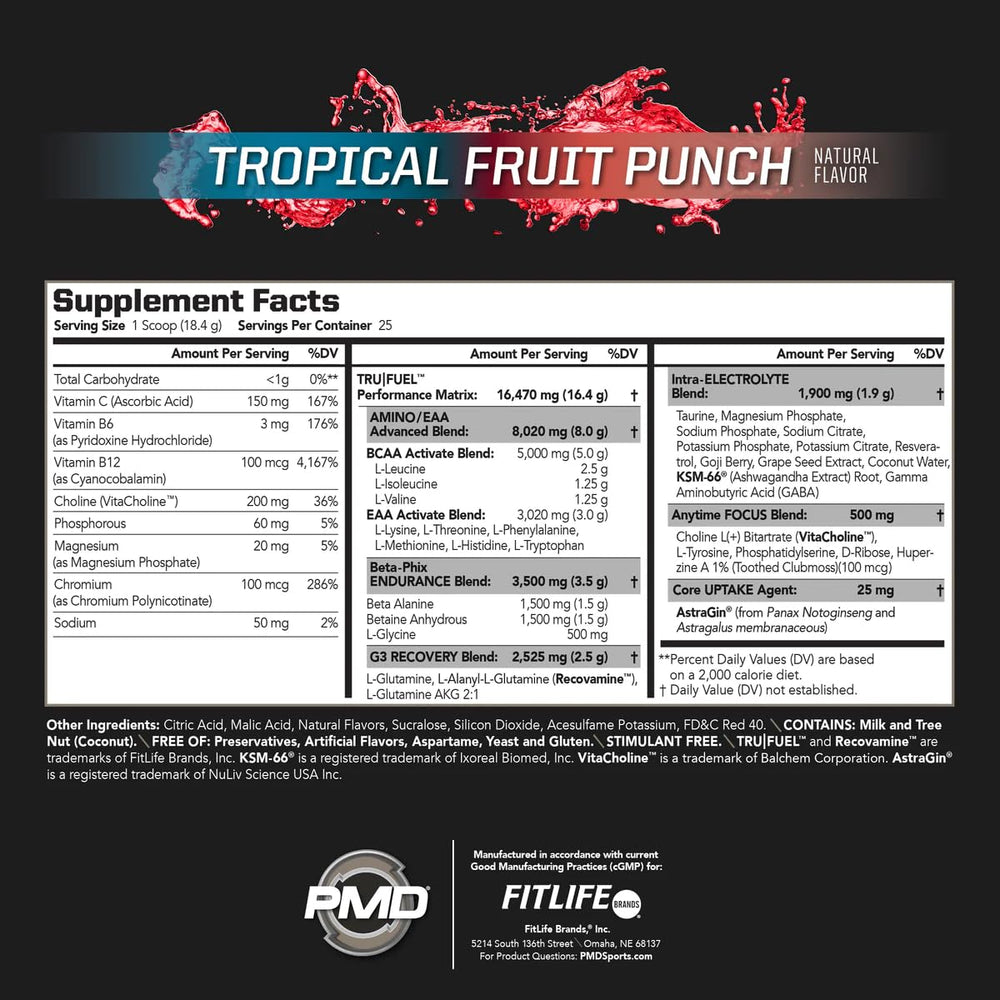 PMD Core Fuel Endurance scoop demonstrates precise dosing for consistency.