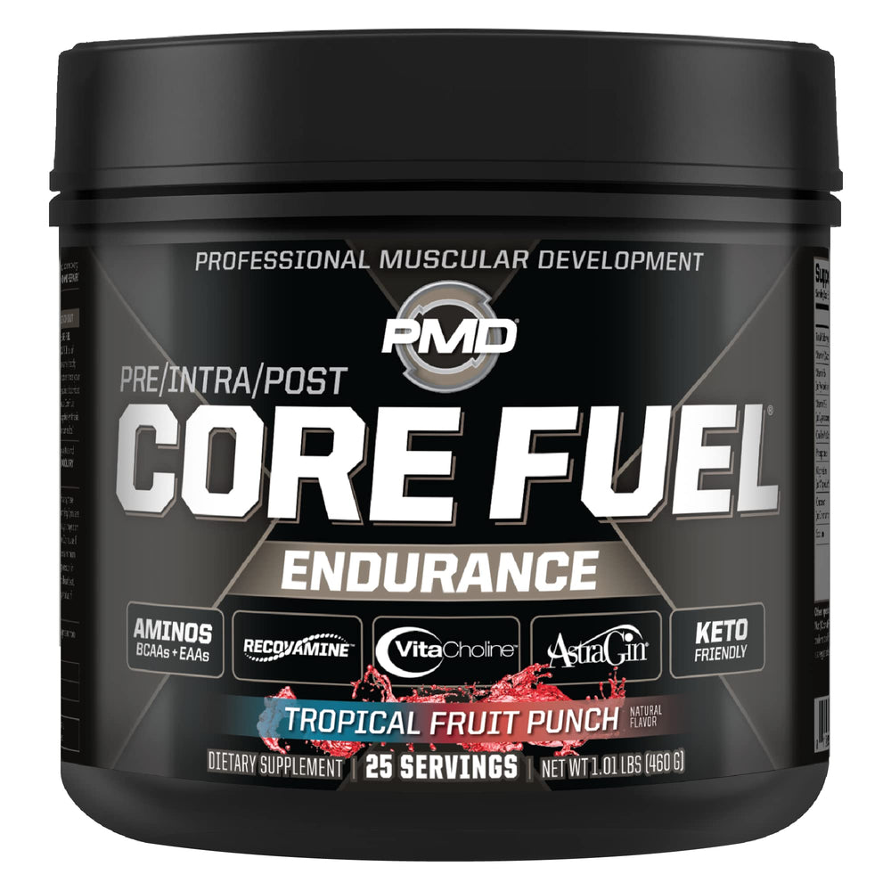 PMD Core Fuel Endurance tub front shows premium formula for sustained performance.