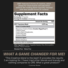 PMD CR5 Creatine bottle side label highlighting magnesium creatine chelate benefits.