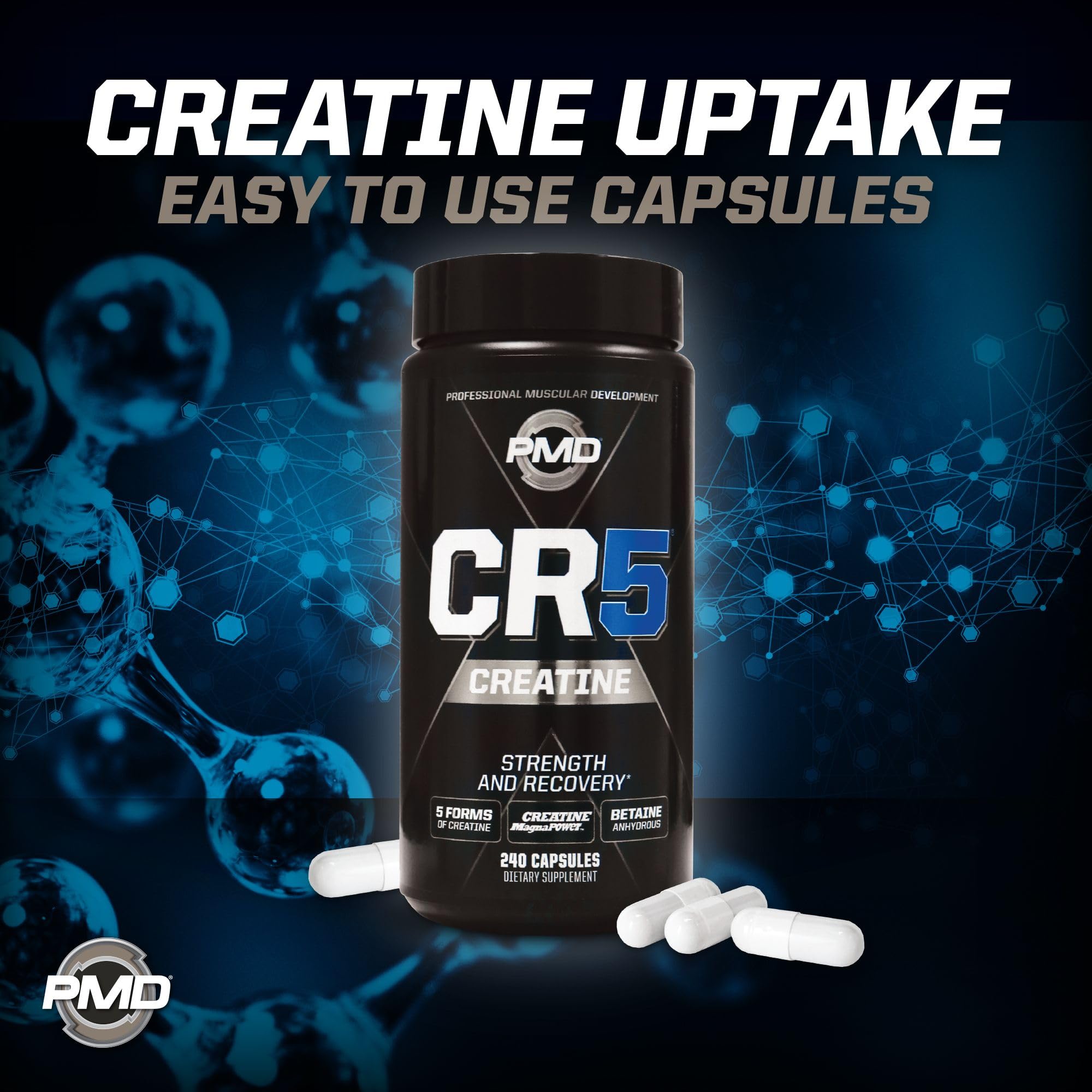 PMD CR5 container with nutrition facts suitable for strength-focused routines.