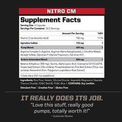 PMD NitroCM label close-up highlights packaging and ingredients.