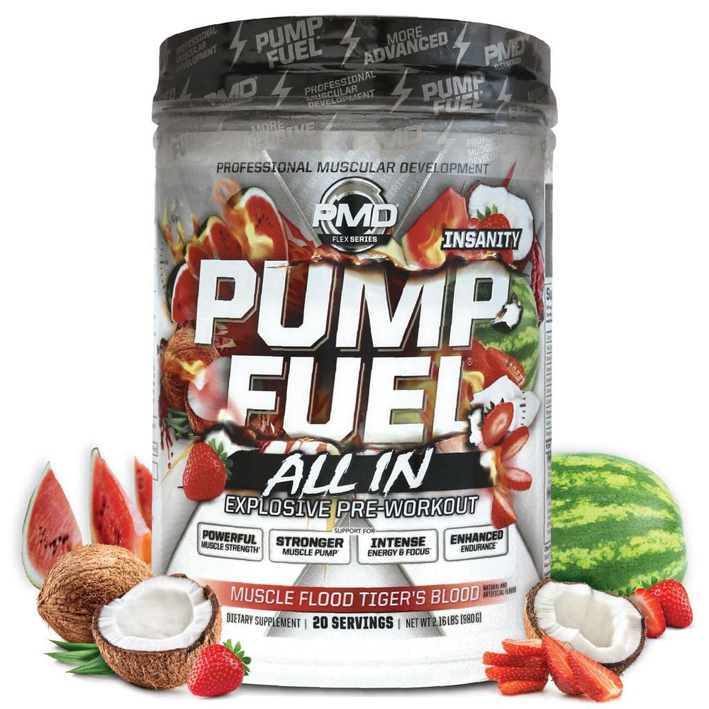 PMD Pump Fuel ALL IN Insanity tiger's blood front label boosts intense workouts