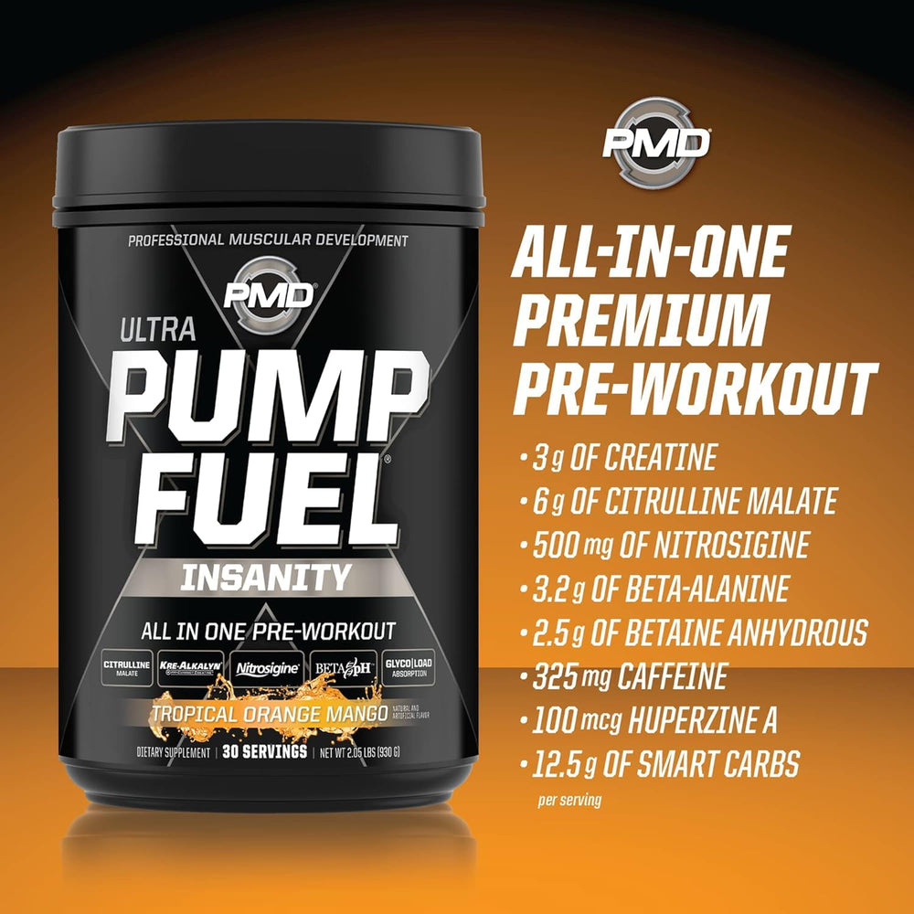Athlete in gym using PMD Pump Fuel Ultra Insanity for focus and endurance