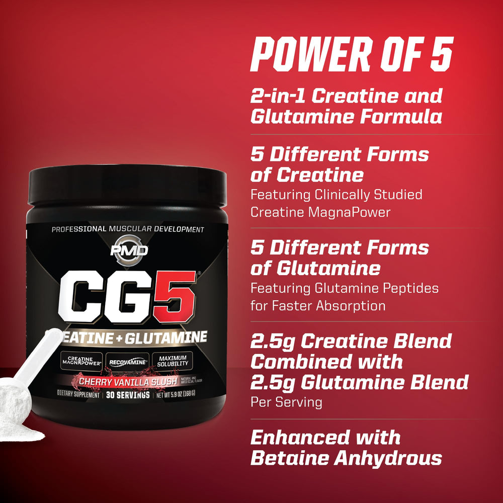 PMD Sports CG5 powder being poured into shaker for a quick mix