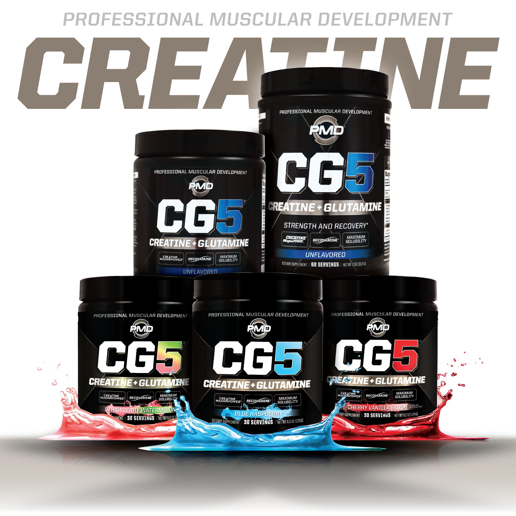 PMD Sports CG5 serving scoop beside a glass during a pre-workout ritual