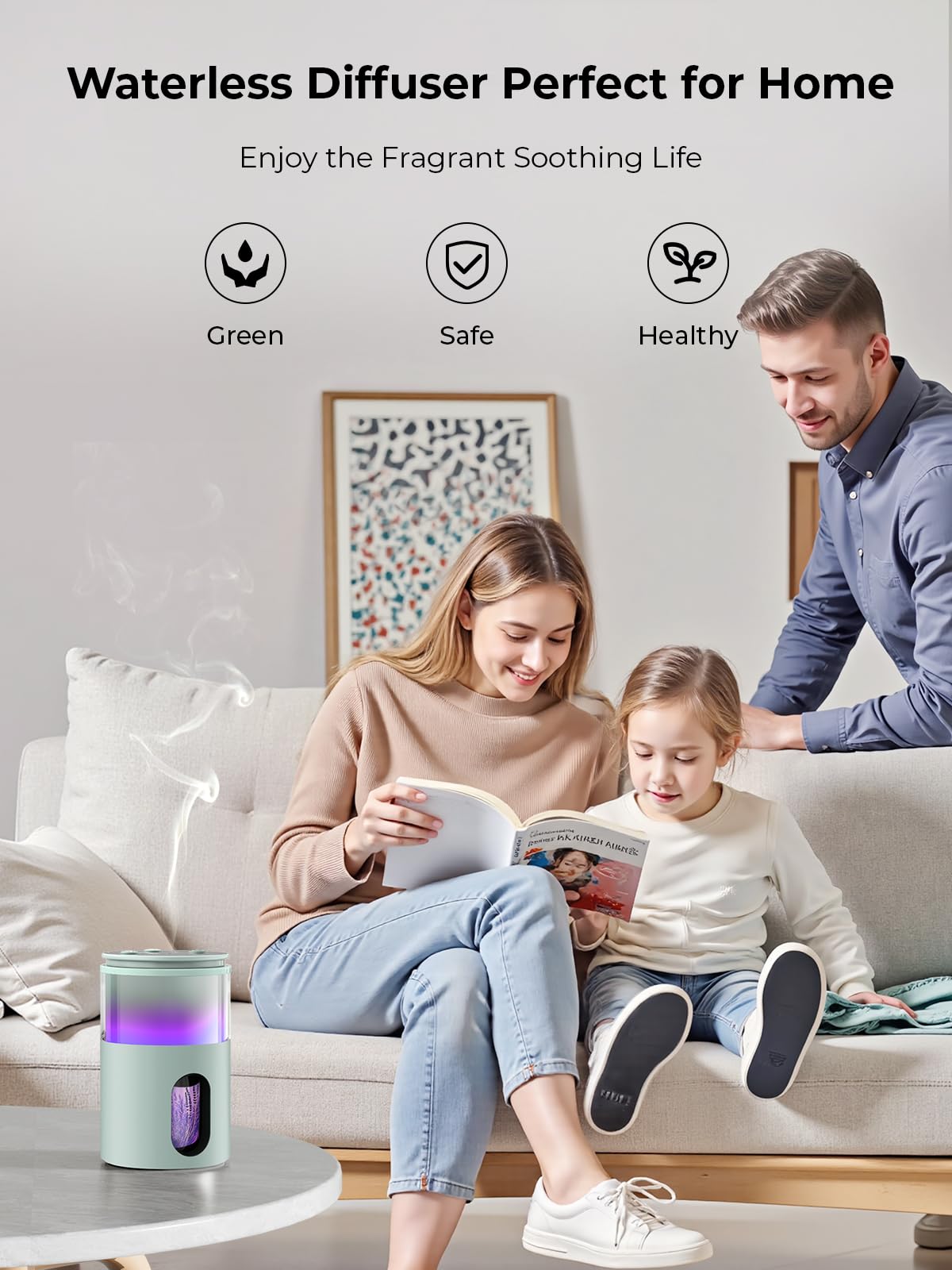 Pmsusoow diffuser with 9-color LED highlighting vibrant ambient lighting