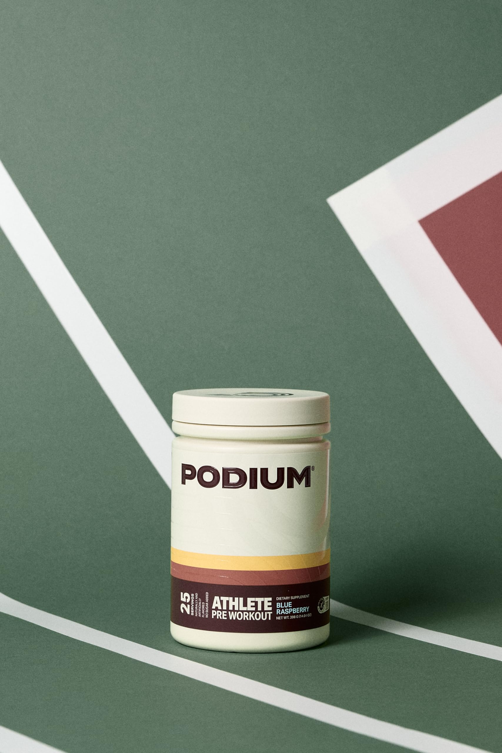 Podium Athlete Pre-Workout Blue Raspberry flavor appeals to athletes