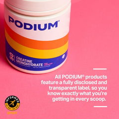 Podium Nutrition Solos dissolving in water highlights quick mix texture for smooth drinks.