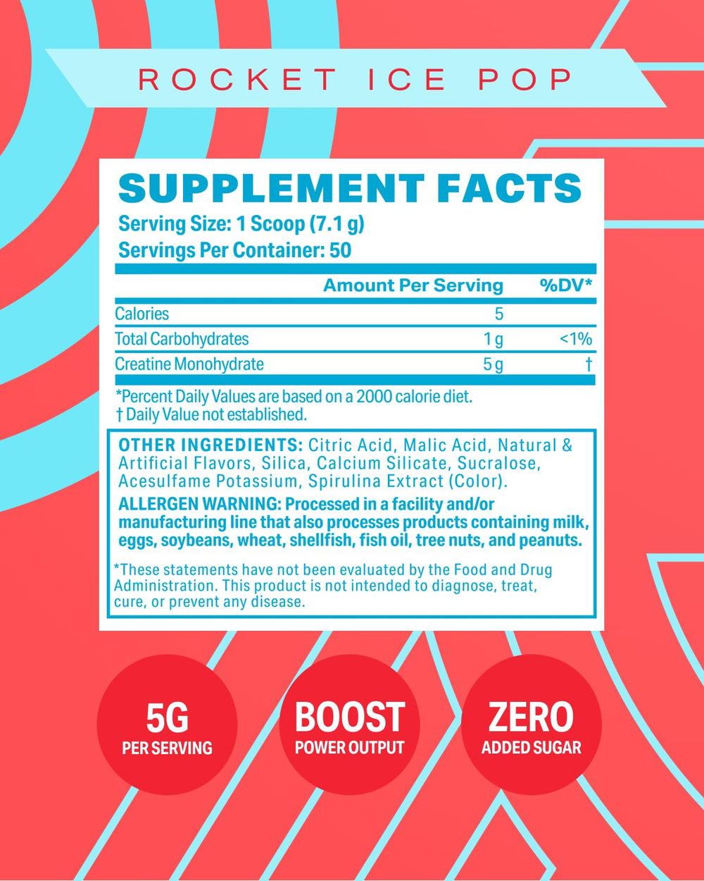 Podium Rocket Ice Pop label closeup showing flavor and purity